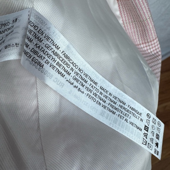 Zara Petal Pink Checkered Plaid Open Front Jacket Blazer Sm Easter Office Pastel - Picture 13 of 15